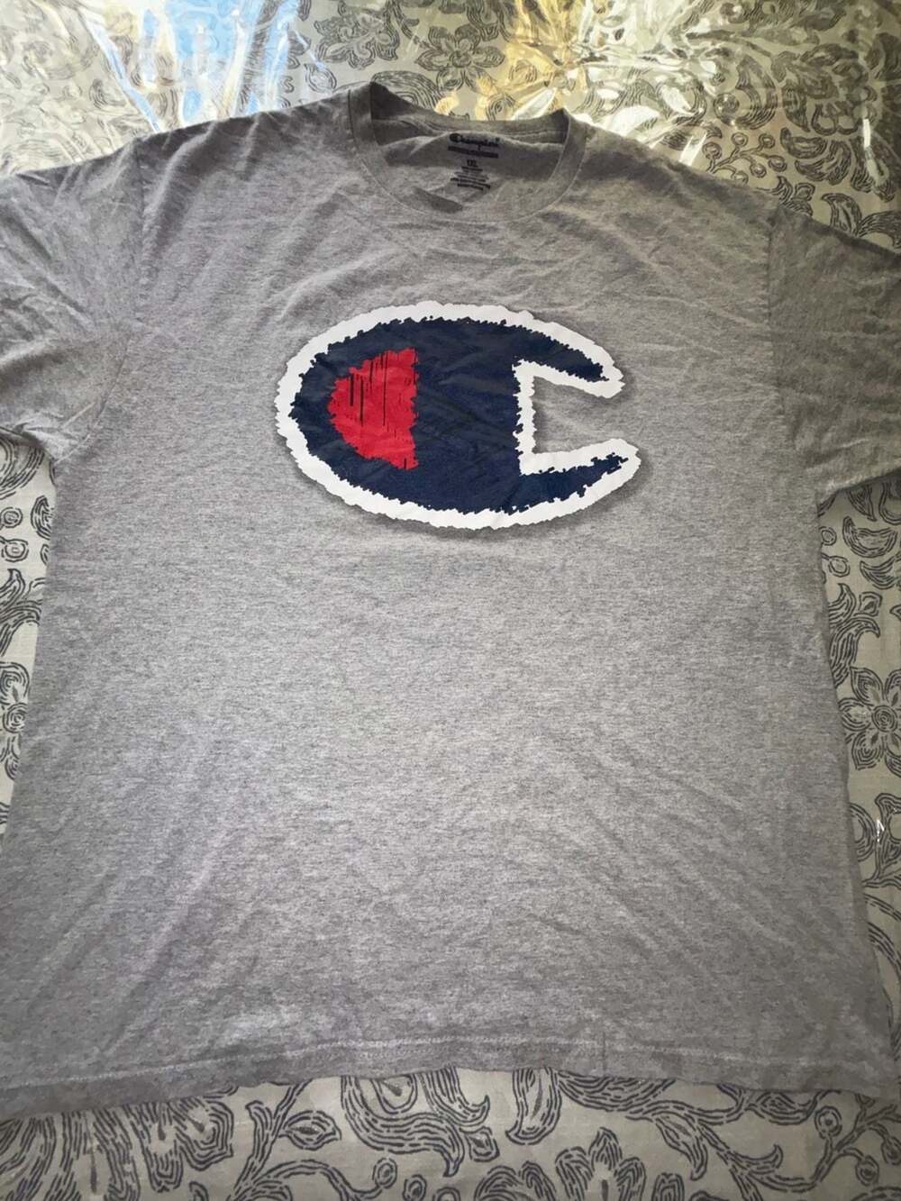Champion T-Shirt Size 1XL Gray Big C Logo Graphic